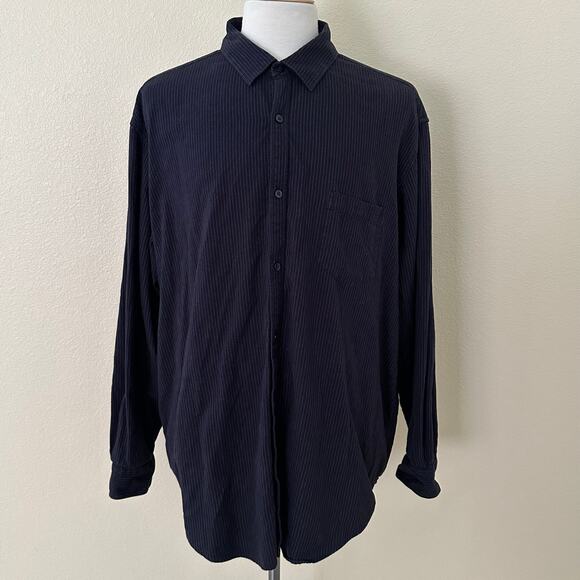 Claiborne Other - Claiborne Men Long Sleeve Navy Blue Pinstripe Button Front Shirt Size 2XLT